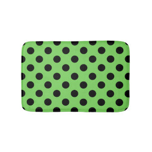 Tapis De Bain Pois noirs sur vert citron