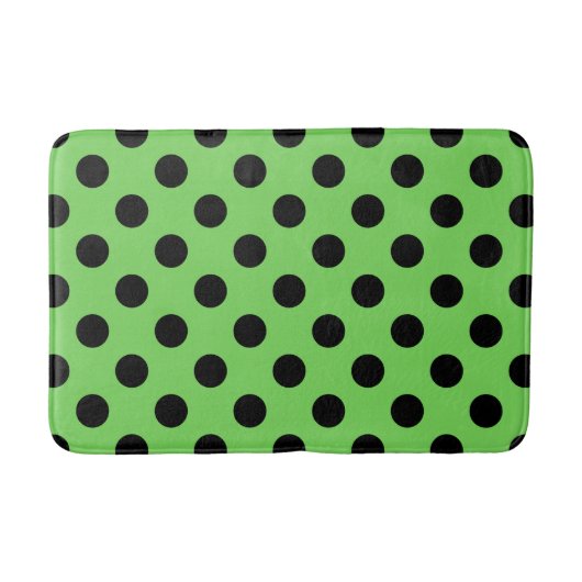 Tapis De Bain Pois noirs sur vert citron (Devant)