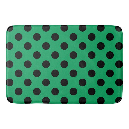 Tapis De Bain Pois noirs sur vert frais (Devant)