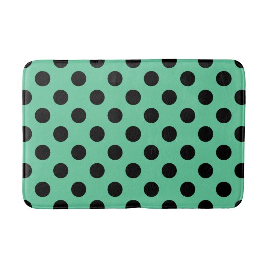 Tapis De Bain Pois noirs sur vert menthe (Devant)