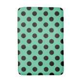 Tapis De Bain Pois noirs sur vert menthe (Devant (Vertical))
