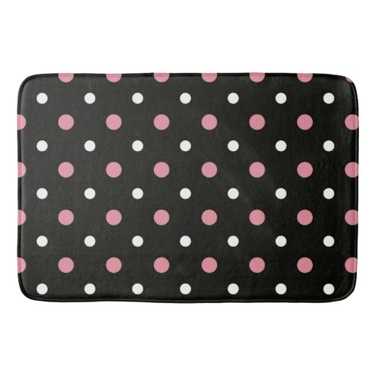 Tapis De Bain Pois rose blanc et noir (Devant)