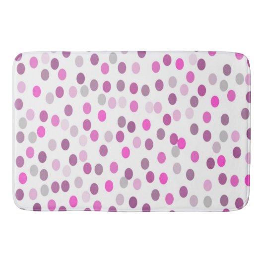 Tapis De Bain Pois rose classique sur blanc (Devant)