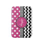 Tapis De Bain Pois rose noir Chevron Monogramme (Devant (Vertical))