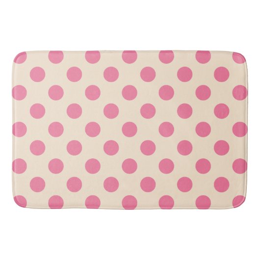 Tapis De Bain Pois roses à la crème (Devant)