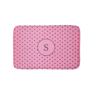 Tapis De Bain Pois roses doux Monogramme de bain Mat