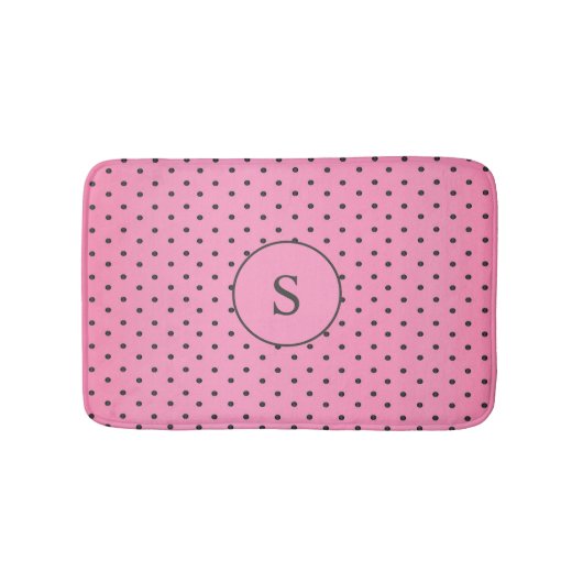 Tapis De Bain Pois roses doux Monogramme de bain Mat (Devant)