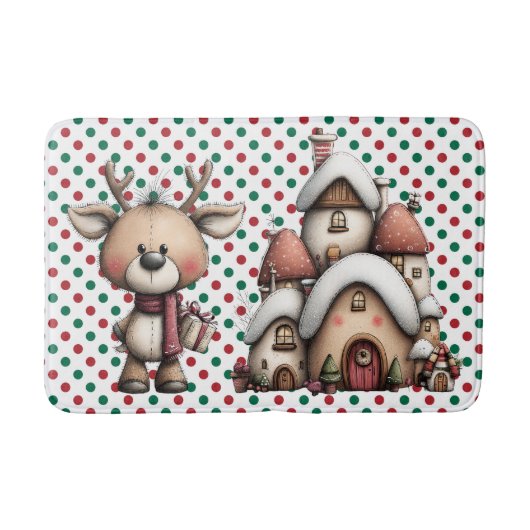 Tapis De Bain Pois rouges et verts (Devant)