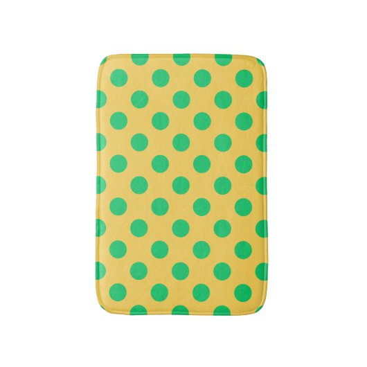 Tapis De Bain Pois verts sur jaune (Devant (Vertical))