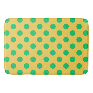 Tapis De Bain Pois verts sur jaune