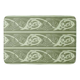 Tapis De Bain Poisson à nouer celtique en vert