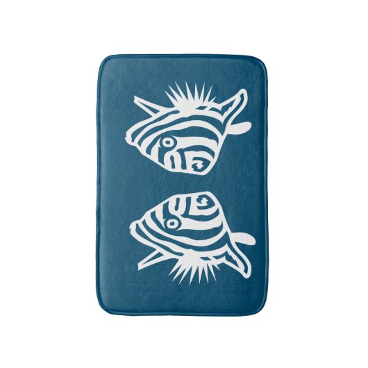 Tapis De Bain Poisson Angel Mer Bleu et blanc déco côtière (Devant (Vertical))