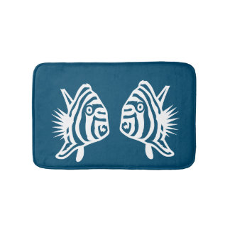 Tapis De Bain Poisson Angel Mer Bleu et blanc déco côtière