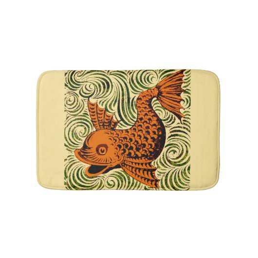 Tapis De Bain Poisson Antique Carrelage Ancien art (Devant)