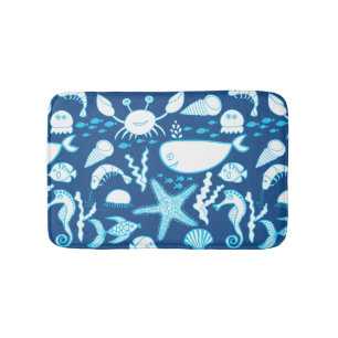 Tapis De Bain Poisson Baleine Crabe Starfish Seahorse Under the