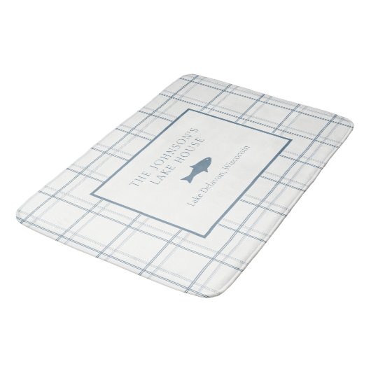 Tapis De Bain Poisson Bleu de la Maison de Lac Plaid Classable (Angle)
