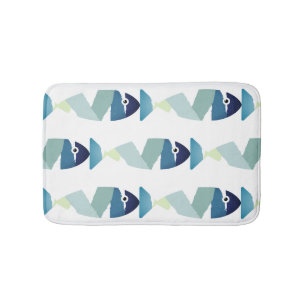 Tapis De Bain Poisson bleu de natation Abstraite