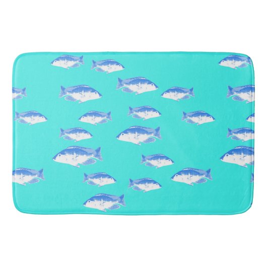 Tapis De Bain Poisson bleu turquoise (Devant)