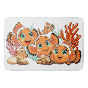 Tapis De Bain Poisson clown Dessin animé Mignon Famille Sous l'e