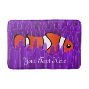 Tapis De Bain Poisson clown mignon et belle anémone de mer viole