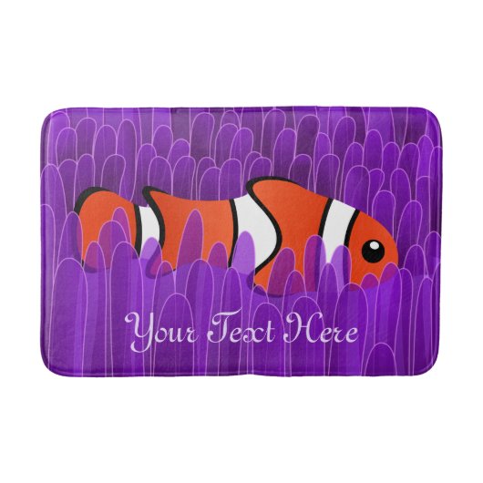 Tapis De Bain Poisson clown mignon et belle anémone de mer viole (Devant)