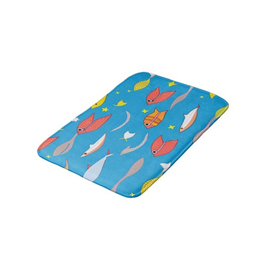 Tapis De Bain Poisson coloré nageant en mer (Angle)
