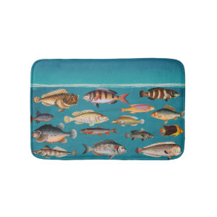 Tapis De Bain Poisson Coloré Sous L'Eau Bleue De L'Océan
