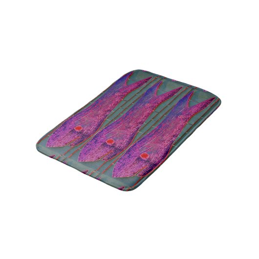 Tapis De Bain poisson d'art populaire rose (Angle)