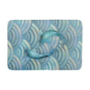 Tapis De Bain Poisson de carpe bleue Koi