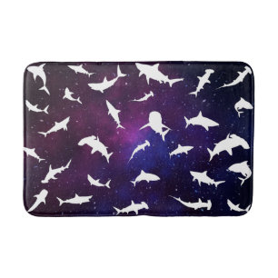 Tapis De Bain Poisson de requin ombre blanche sur la galaxie noi