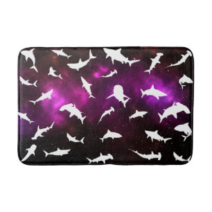 Tapis De Bain Poisson de requin ombre blanche sur la galaxie noi