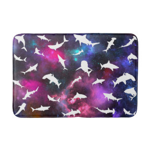 Tapis De Bain Poisson de requin ombre blanche sur la galaxie noi