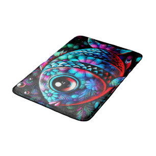 Tapis De Bain Poisson floral géant Whimsical Nautique Turquoise
