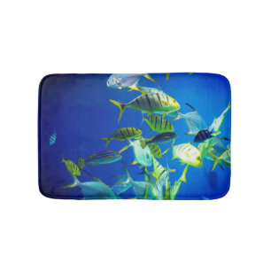 Tapis De Bain Poisson marin jaune avec des rayures noires