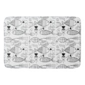 Tapis De Bain Poisson moderne du milieu du siècle Art noir blanc (Devant)