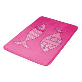 Tapis De Bain Poisson moderne rétro, Fuchsia et rose clair (Angle)