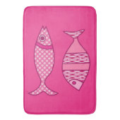 Tapis De Bain Poisson moderne rétro, Fuchsia et rose clair (devant Vertical)