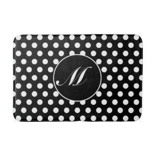 Tapis De Bain Poisson noir et blanc Point rond Monogramme Bain M