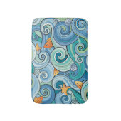 Tapis De Bain Poisson parmi les Motifs des vagues (Devant (Vertical))