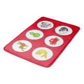 Tapis De Bain Poisson Prawn Crab Gâteau Mat - Rouge (Angle)