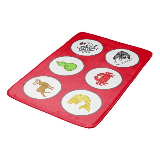 Tapis De Bain Poisson Prawn Crab Gâteau Mat - Rouge (Angle)