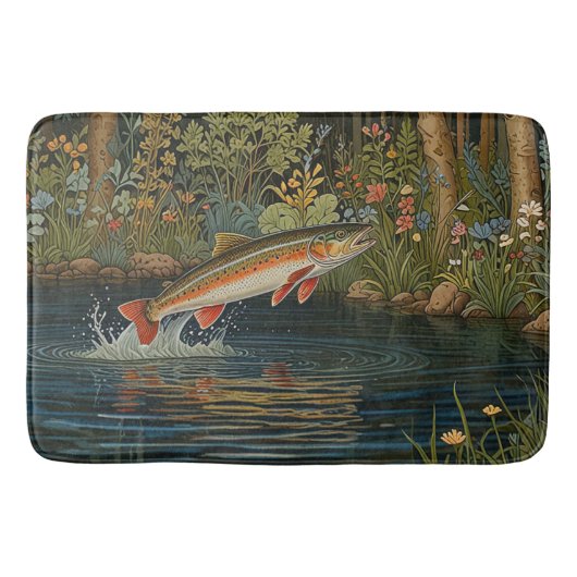 Tapis De Bain Poisson saumon de truite boho rustique (Devant)