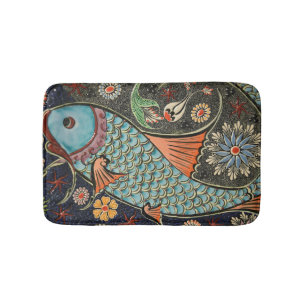 Tapis De Bain Poissons côtiers de Koi de mosaïque sensible