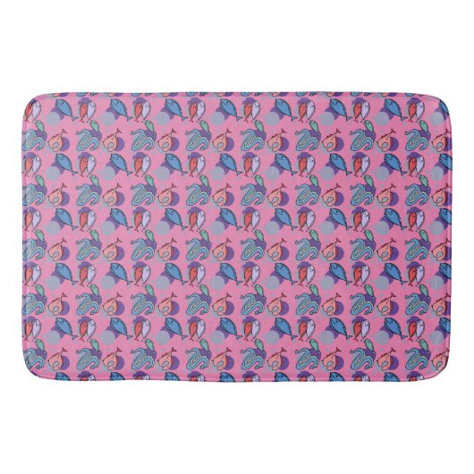 Tapis De Bain Poissons et anguilles Motifs roses (Devant)