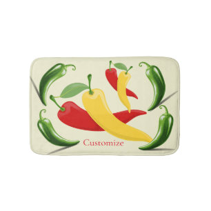 Tapis De Bain Poivrons verts rouges chili Thunder_Cove