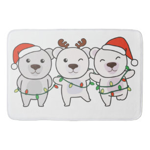 Tapis De Bain Polar Bear Christmas Animals Cute Polar Bear