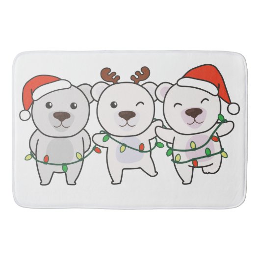 Tapis De Bain Polar Bear Christmas Animals Cute Polar Bear (Devant)