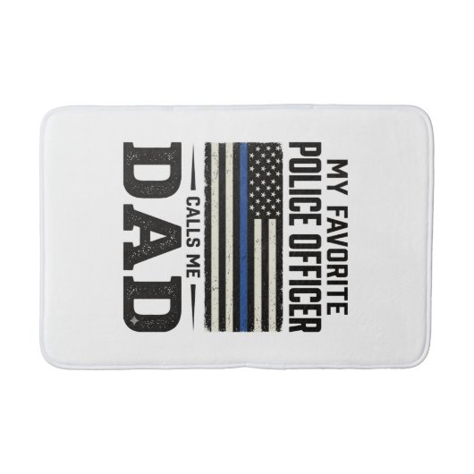Tapis De Bain Police Officer Dad Vintage Flag Shirt Design_1 (Devant)