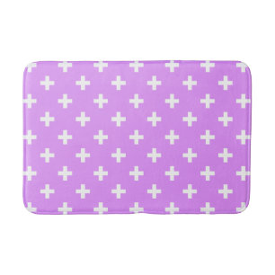 Tapis De Bain Polka blanche croise sur lilas