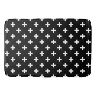 Tapis De Bain Polka blanche croise sur noir